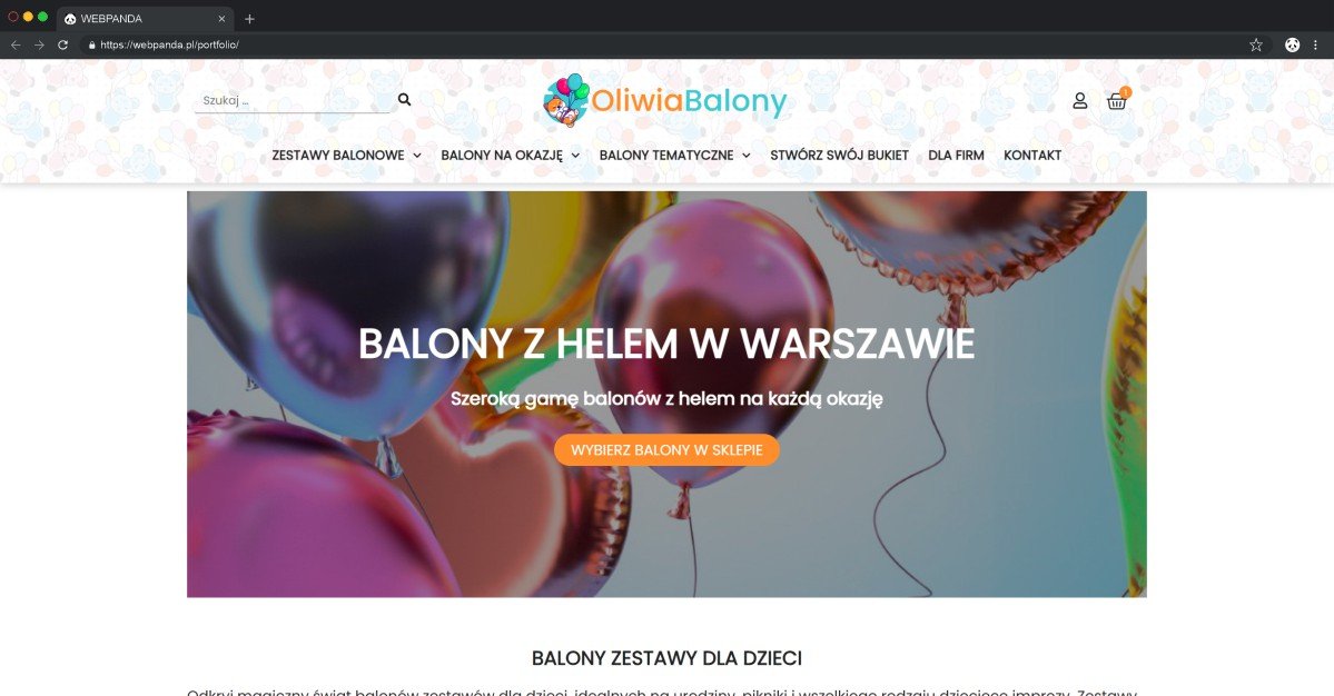 Tworzenie sklepu internetowego - Balony z helem w Warszawie Portfolio Webpanda Oliwiabalony webpanda.pl